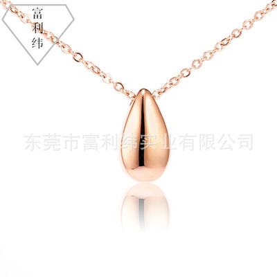 韩国东大门18K水滴玫瑰金项链 创意可打开泪珠吊坠钛钢骨灰盒项链