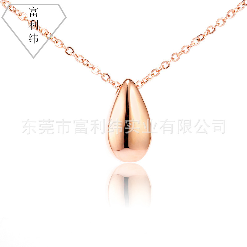 韩国东大门18K水滴玫瑰金项链 创意可打开泪珠吊坠钛钢骨灰盒项链