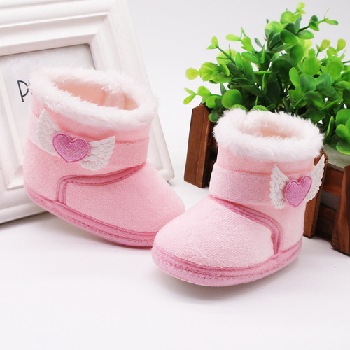 Baby shoes 0-1 years old newborn baby shoes high top solid color snow boots cuff sleeves do not fall off plus velvet thickened cotton shoes