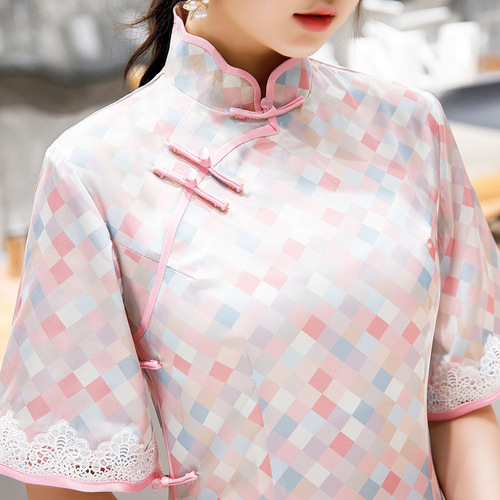 Chinese Dress Qipao for women Retro long cheongsam bud lace sleeve cheongsam skirt dress