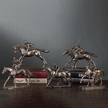 冷铸铜工艺品骑士赛马复古摆件欧式家居客厅树脂装饰品电视柜酒柜