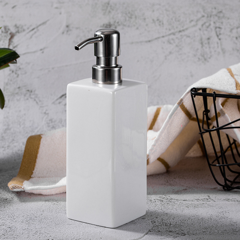 Ceramic Hand Sanitizer Bottle Press Lotion Bottle Shampoo Shower Gel Sub-bottle304 Stainless Steel Nozzle Soap Dispenser