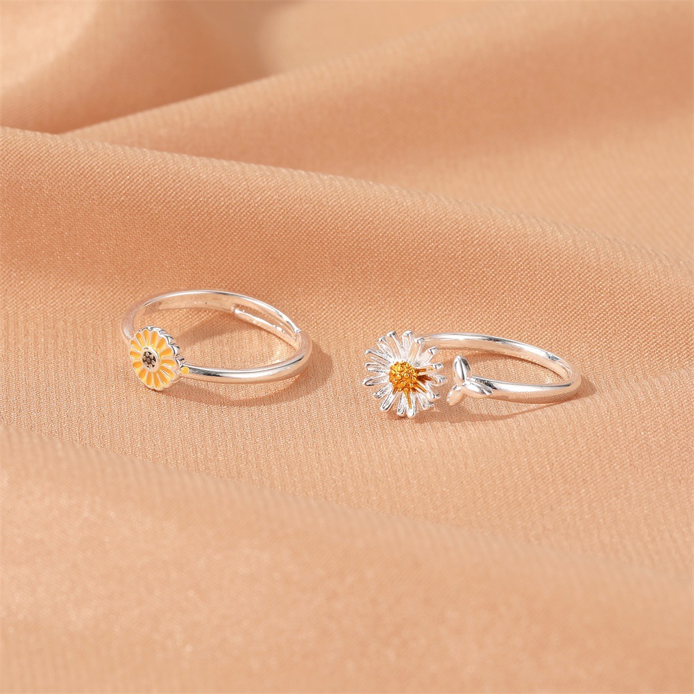 Estilo Coreano Anillo De Flor De Margarita Simple Anillo De Girasol Anillo Ajustable Al Por Mayor Nihaojewelry display picture 5