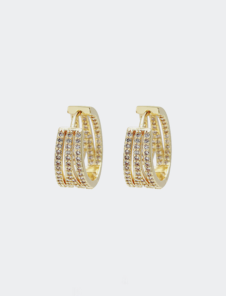 Boucles D&#39;oreilles Fantaisie Zircon Plaqué Or display picture 5