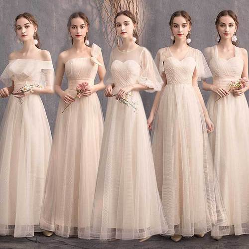 Bridesmaid bevening dresses champagne party evening dress graduation dress