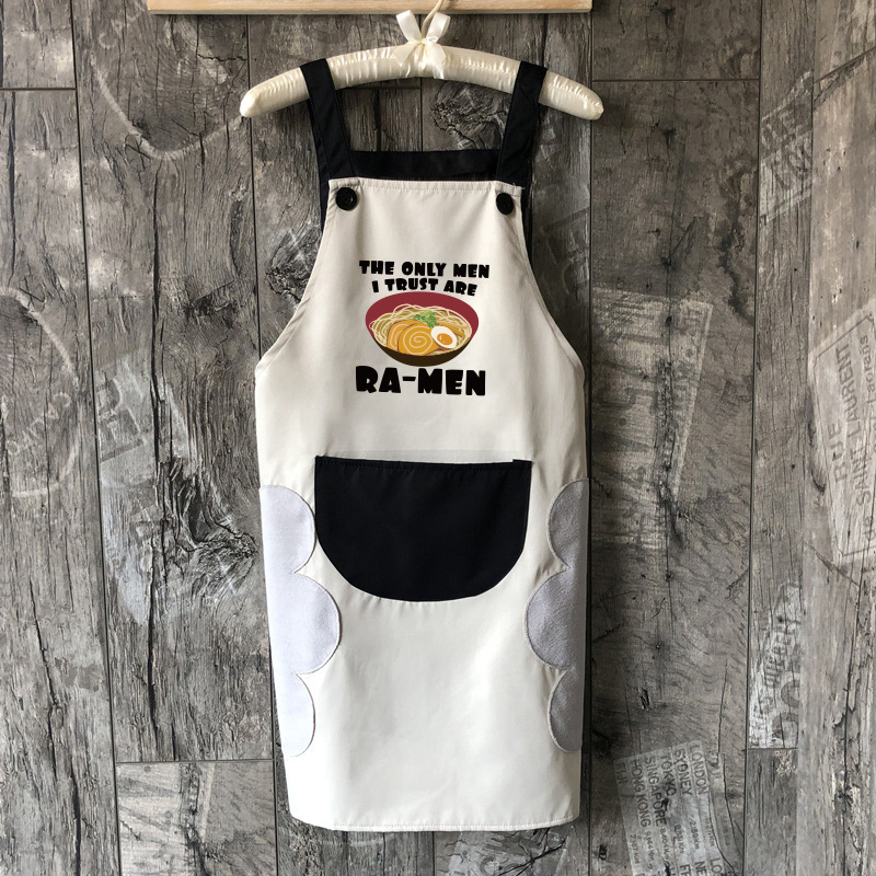 Lindo delantal doméstico de la pareja cocina impermeable a prueba de aceite de la moda de las mujeres ropa de trabajo japonesa sobretodo Impresión de logotipo impreso