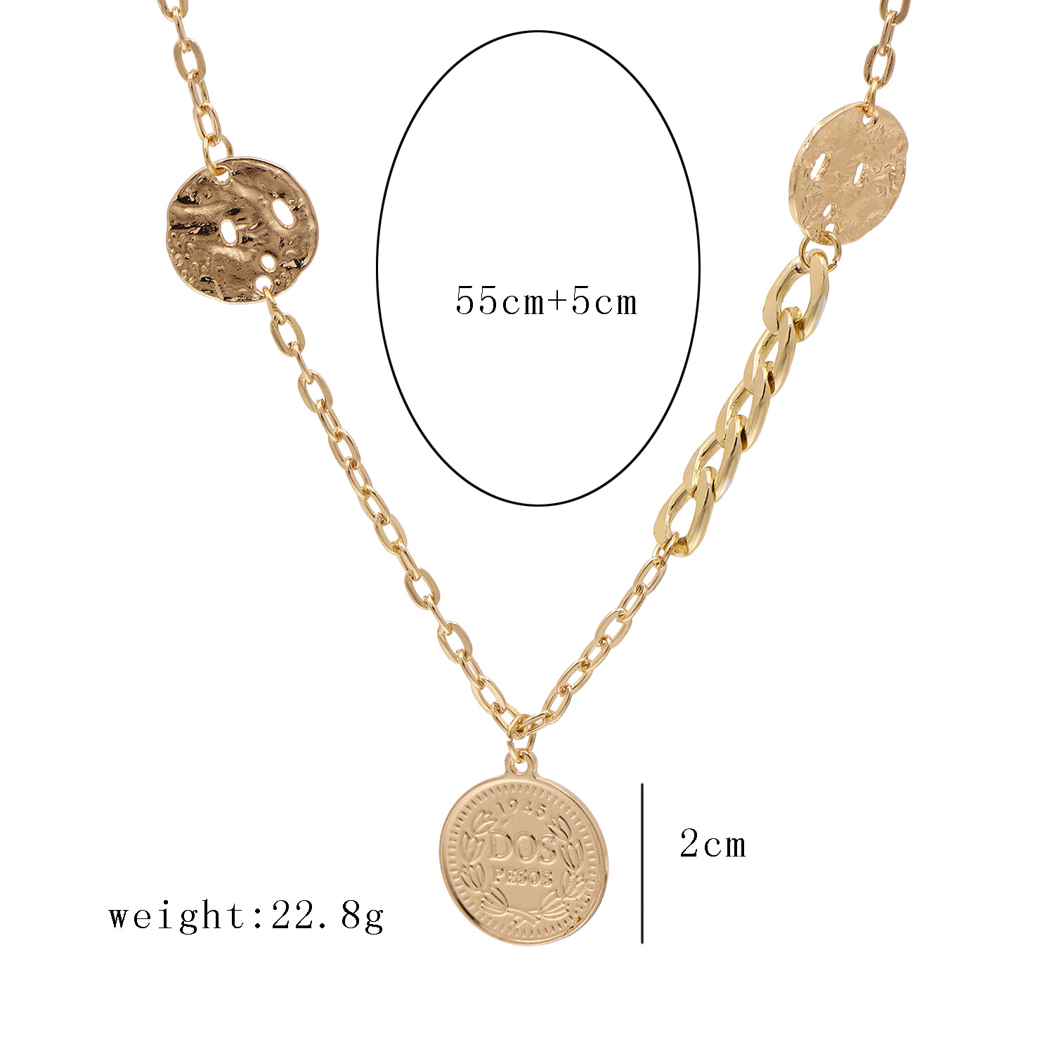 Korean Round Card Chain Necklace Niche Fashion Ball Sweater Chain Accessories Wholesale Nihaojewelry display picture 1