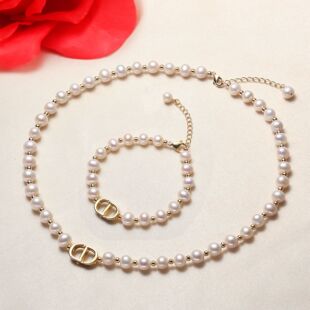 Factory Direct Supply Freshwater Pearl Set Jewelry Fashionable Color-Preserving Gold-Infused Accessories Necklace Bracelet Jewelry High Quality