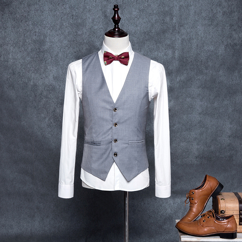La primavera y el otoño británico slim fit traje chaleco Chaleco de los hombres traje de negocios casual profesional formal desgaste coreano moda