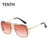 Square metal fashionable sunglasses, glasses solar-powered suitable for men and women, European style, gradient