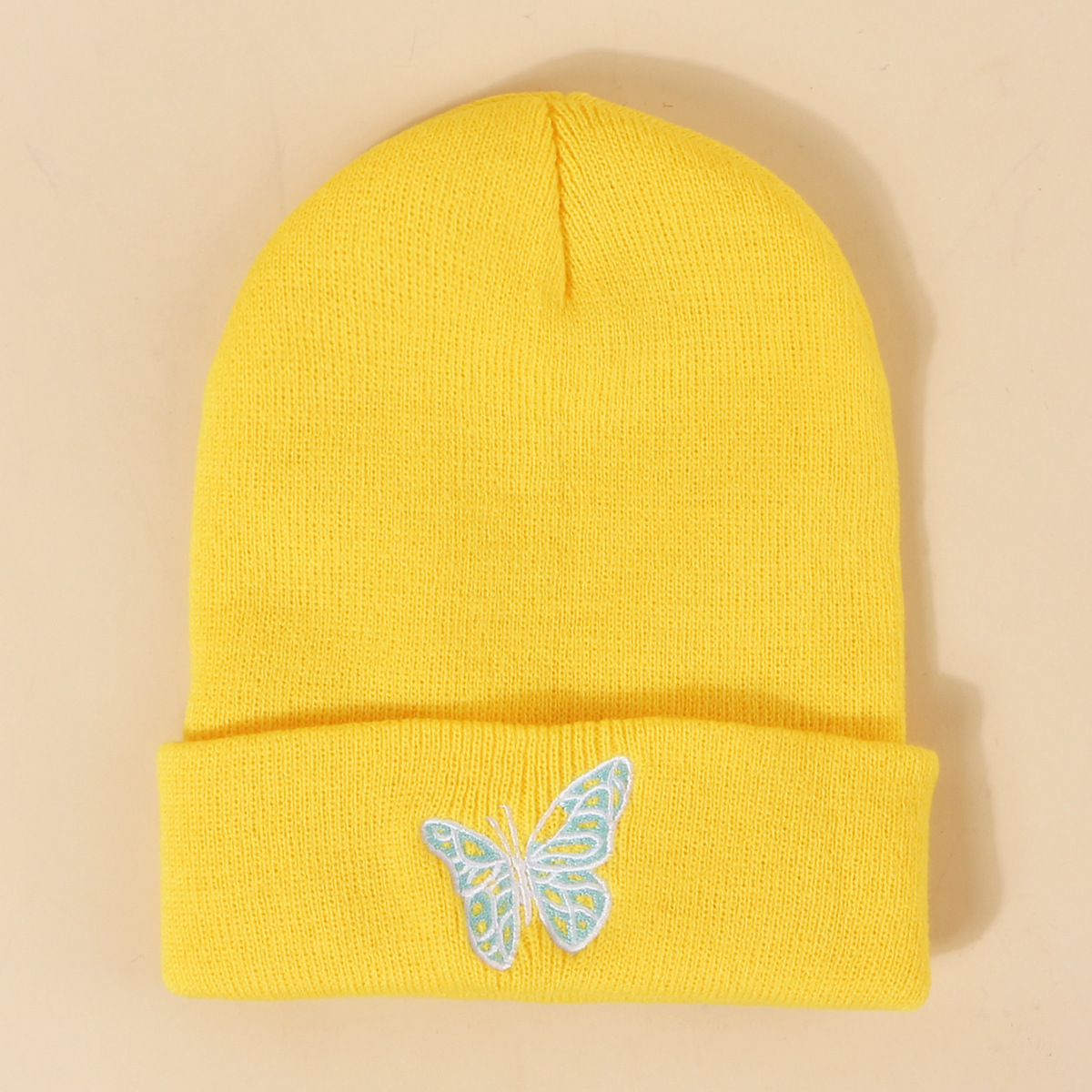 Hot selling fashion Pure color knitted embroidery butterfly warm woolen hat wholesalepicture5