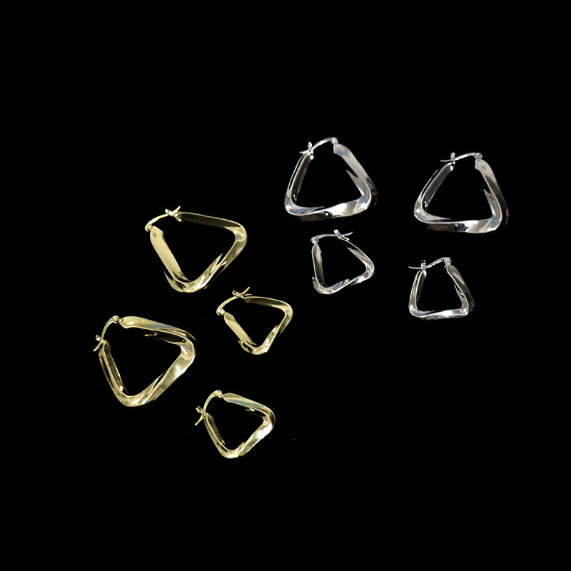 Fashion Simple Triangle Shaped Irregular Twisted Geometric Alloy Ear Studs display picture 7