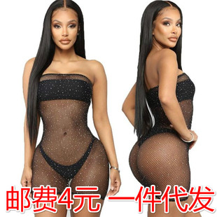 Amazon Europe and the United States wrapped chest hot drill sexy underwear drill stars cross-border mesh uniform manufacturers wholesale