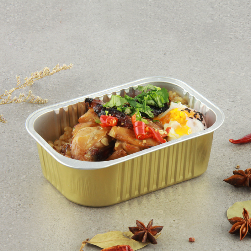 浙江金信sinopack650ml金色长方形加厚可密铝箔锡纸餐盒