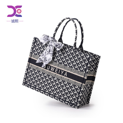 2021春季新款针织提花布托特包欧美时尚单肩包手提女包包一件代发