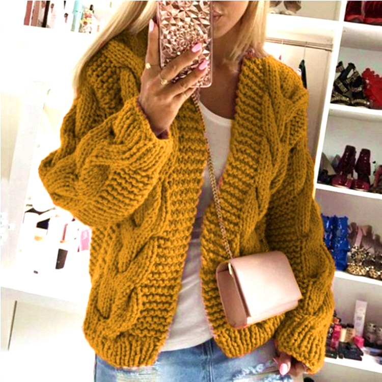 Suéter de punto grueso y resistente estilo europeo y americano para mujer, novedad otoño-invierno 2026, ¡el más vendido!