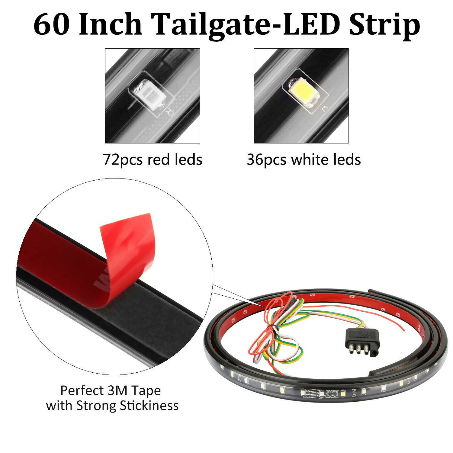60 pulgadas pickup especial LED de dirección de freno bicolor LED tailgate luz barra