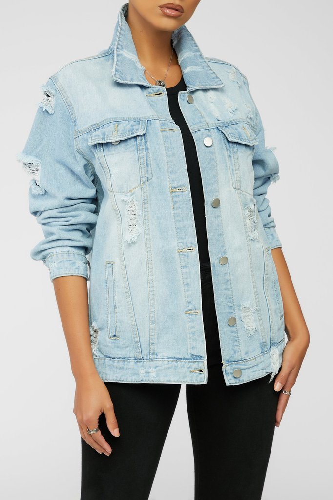 Letter Printed Loose Denim Jacket NSTH80323