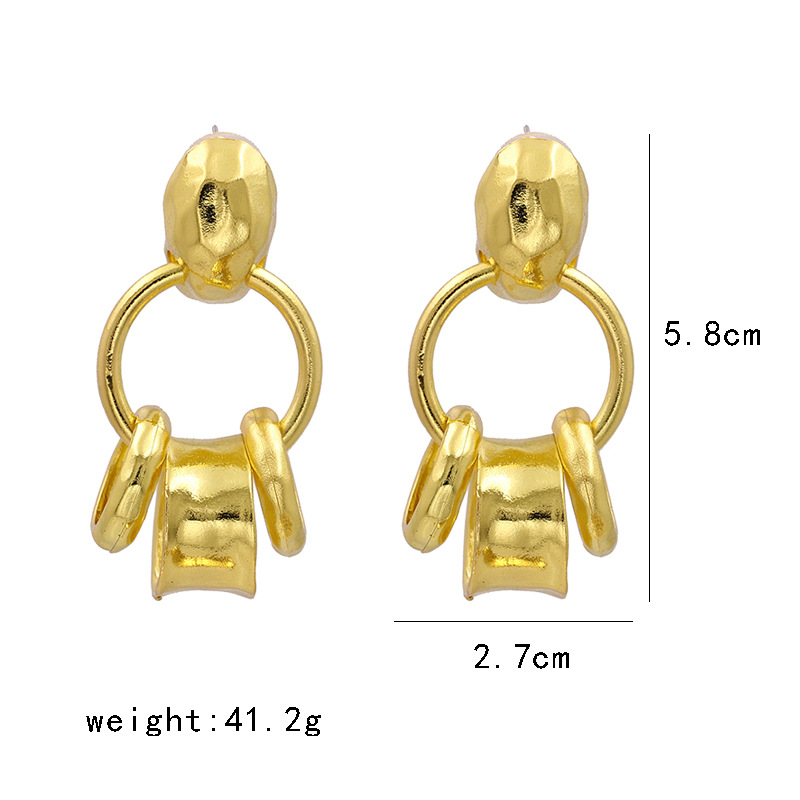 53194 Europäische Und Amerikanische Grenz Überschreitende Za-metall Ohrringe Einfache Geometrische Ohrringe Ohrringe Weibliche Retro-metall Ohrringe Schmuck display picture 2