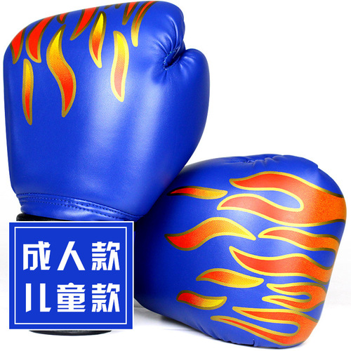 New Red Flame Tiger Logo Boxing Gloves for Adults and Children, Cartoon Style Sanda Boxing Training Gloves