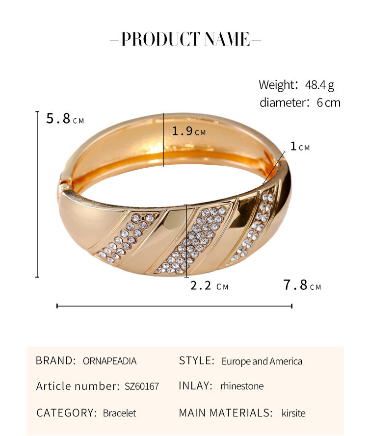 curved smooth diamond gold-plated spring bracelet