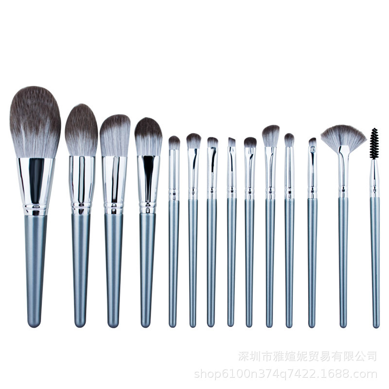 14 piezas Li compañero maquillaje cepillo traje super suave pelo sombra de ojos cepillo corrector cepillo Fundación Blush herramientas de belleza mango de madera