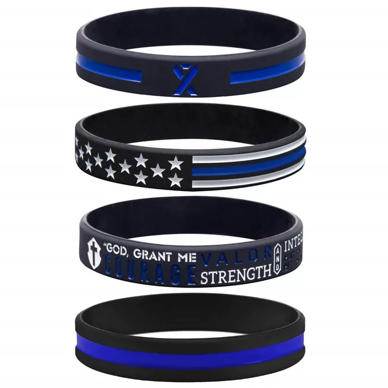 [Police Thin Blue Line Policeman Prayer American Flag硅胶手环]