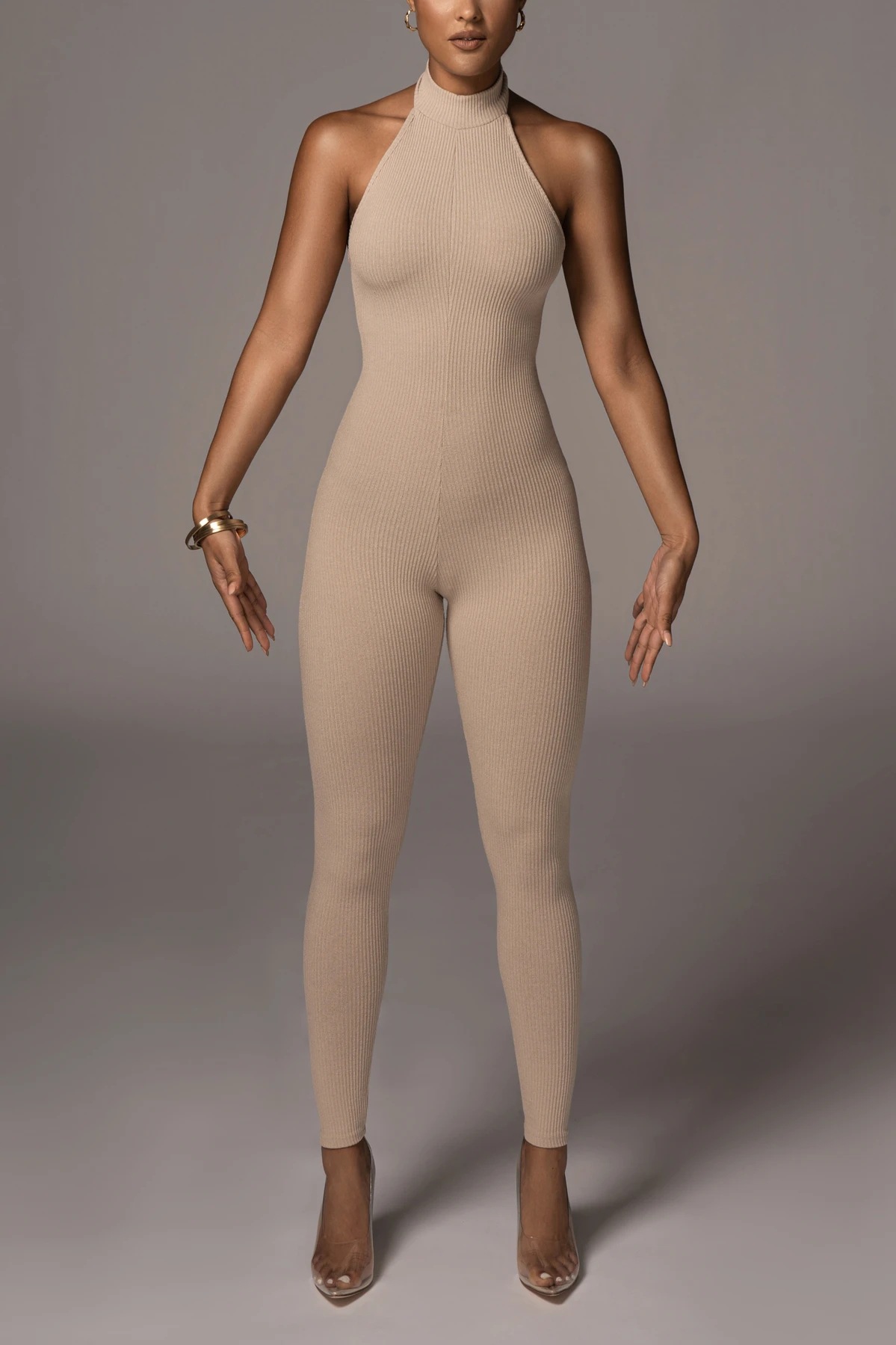 tight hanging neck sleeveless jumpsuit NSFD28519