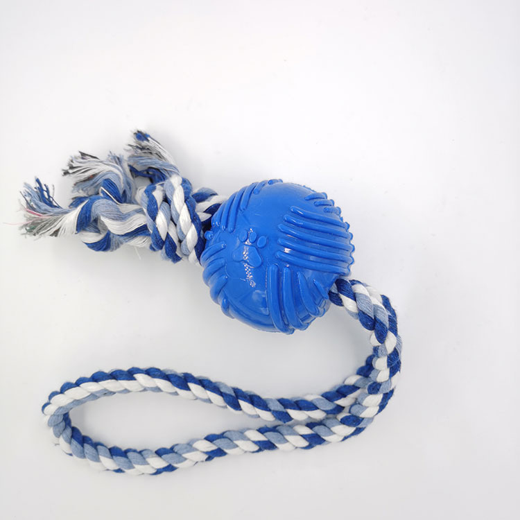 Cuerda de algodón para perros TPR Bola de juguete para mascotas cuerda de tracción molar bola resistente a mordeduras de perros Entrenamiento Educativo suministros interactivos fábrica al por mayor