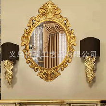 歐式復古壁掛鏡衛生間洗手台懸掛鏡框酒店玄關裝飾鏡框卧室梳妝鏡