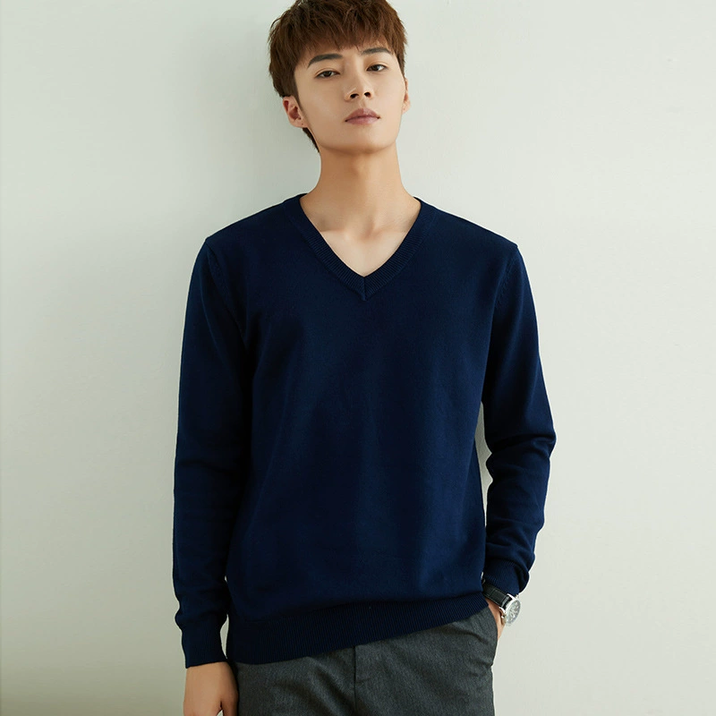 2024 осень новый стиль с короткими рукавами мужской свитер с V-образным вырезом