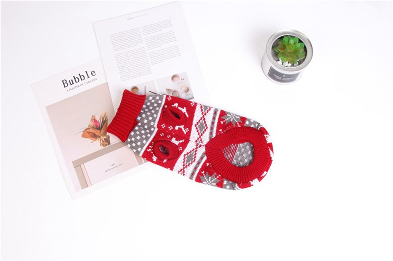 Christmas Reindeer Maple Leaf Snowflake Holiday Pet Clothes Turtleneck Knitted Sweater Dog Cat Clothing Winter Coat_voghion.com