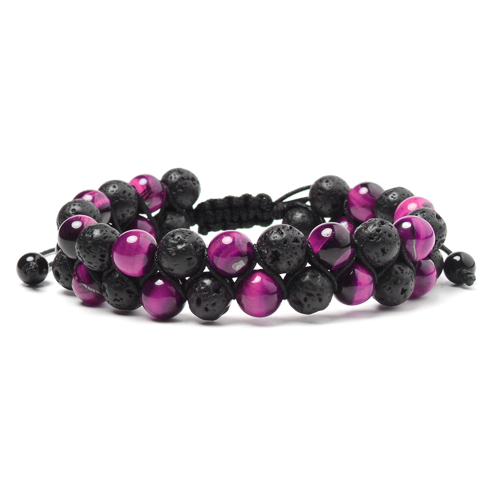 50g Weight Bracelets Classification 1 Piece Quantity Vintage Style Color Block Volcanic Rock Agate Tiger Eye Unisex Bracelets
