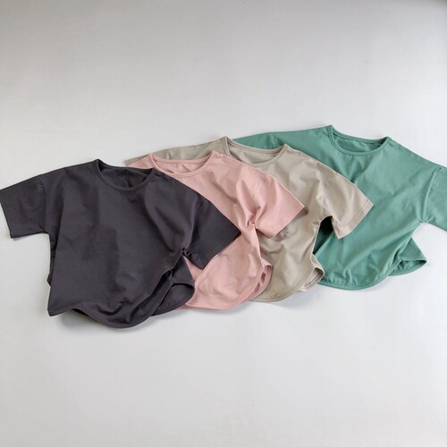 Basic children's short-sleeved T-shirt summer new Korean style multi-color simple and stylish round neck top for boys and girls