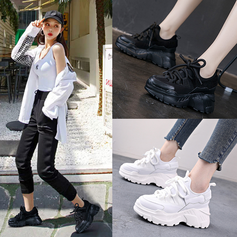 2021 new sports shoes female ulzzang Har...