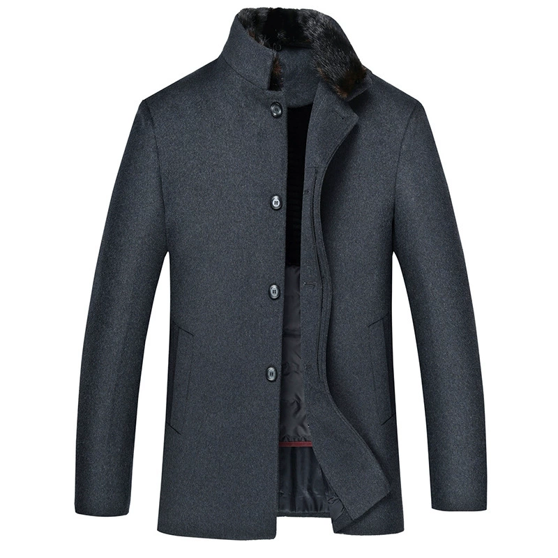 Владелица магазина рекомендует деловое шерстяное пальто для среднего и пожилого возраста, мужское белое пальто с подкладкой на утином пуху, утолщенное теплое шерстяное пальто с воротником из шерсти