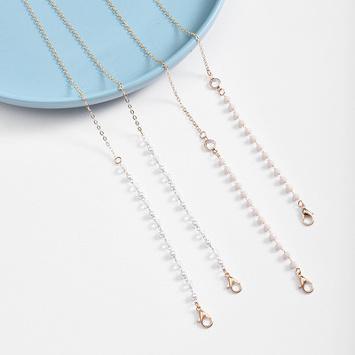 欧美跨境饰品 时尚简约珍珠眼镜链韩版口罩挂绳金属眼镜配件批发|ms