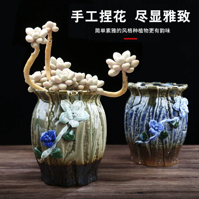 Взрыв камень ретро керамогранит мясистый цветочный горшок большой старый ворс специальное оформление творческая личность дышащая керамика мясо