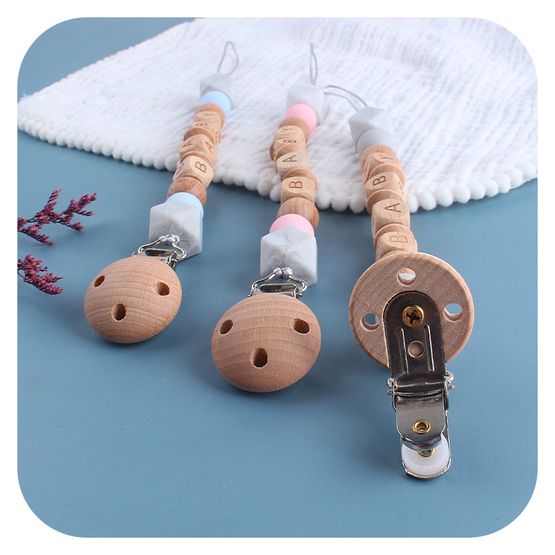 DIY creativo cuentas de silicona mordedor haya chupete clip bebé nombre chupete cadena Comercio exterior Amazon Venta caliente