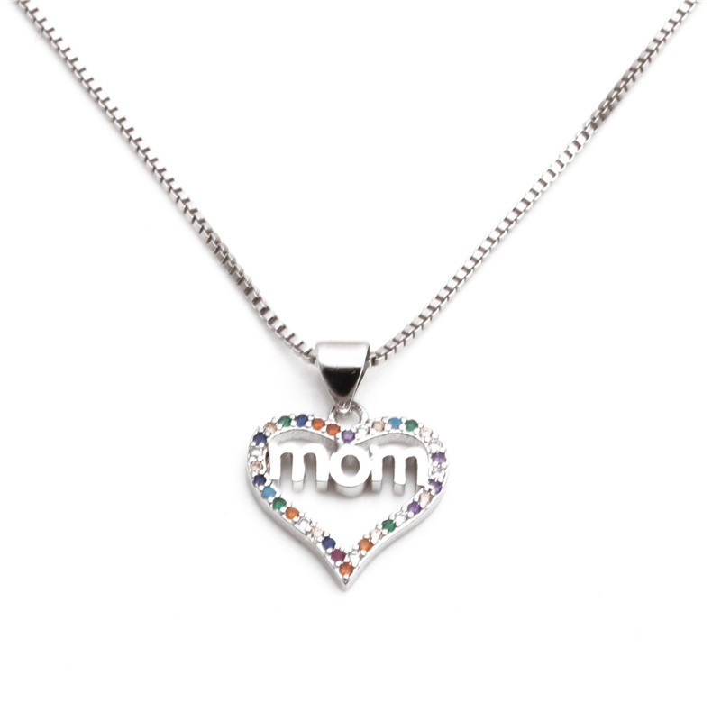 Koreanische Version Von Mikro Eingesetztem Zirkon Mom Anhänger Halskette Muttertag Geschenk Halskette Necklace display picture 5