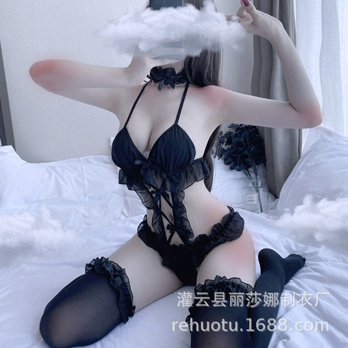 Iroh Rabbit New Products Ruffles Halter Bodysuit Girl Set Sexy Temptation Princess Soft Cute Erotic Lingerie 