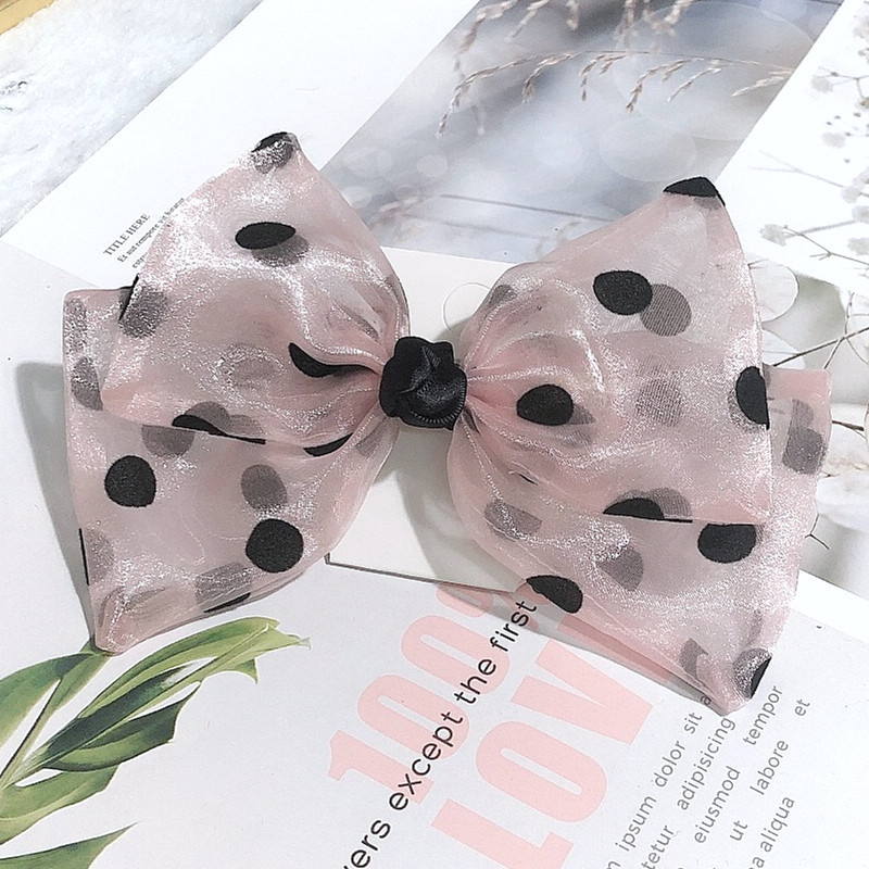 Korean Explosions Wave Dot Mesh Yarn Bow Fabric Hair Accessories Ponytail Fashion Lady Eugen Yarn Hairpin Wholesale Nihaojewelry display picture 3