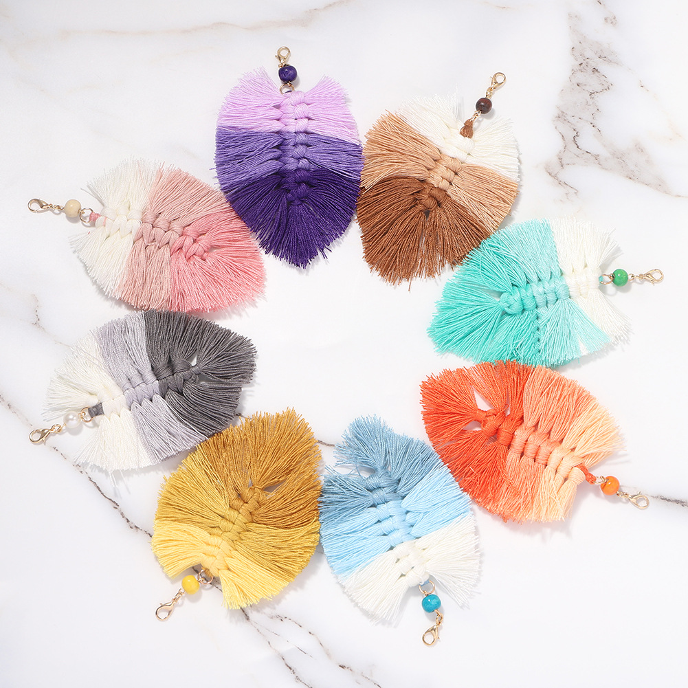 Bohemian Holiday Style New Handmade Cord Woven Colorful Tassel Pendant Key Chain Wholesale display picture 12