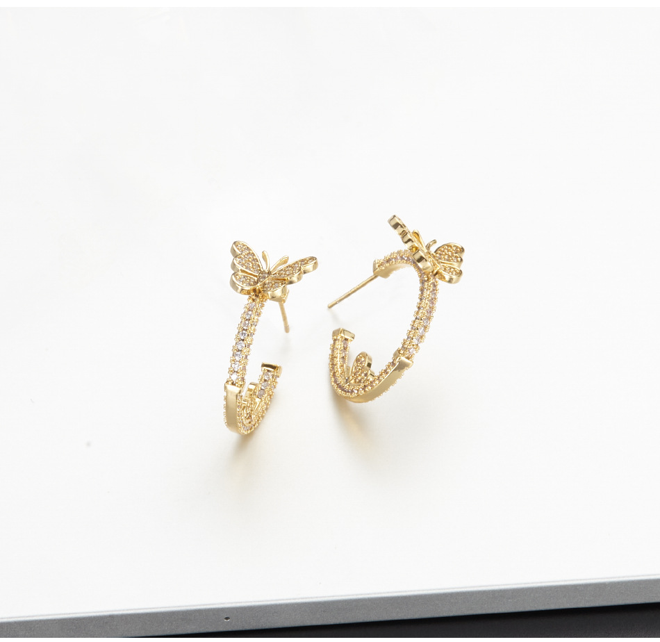 wholesale jewelry butterfly Cshaped microinlaid zircon earrings Nihaojewelrypicture5