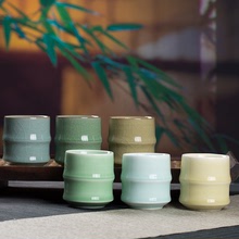 龙泉青瓷 陶瓷茶杯竹节办公杯会议待客品茗杯中式家用水杯小茶碗