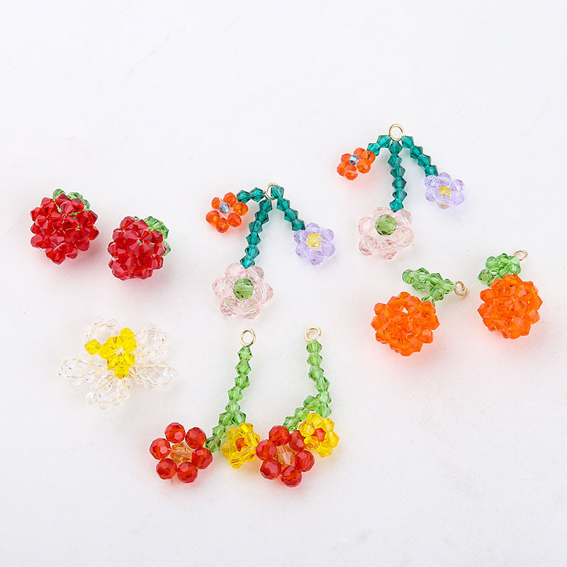 10 Piezas/Paquete Cristal De Imitación Vidrio Flor Fresa Colgante display picture 5