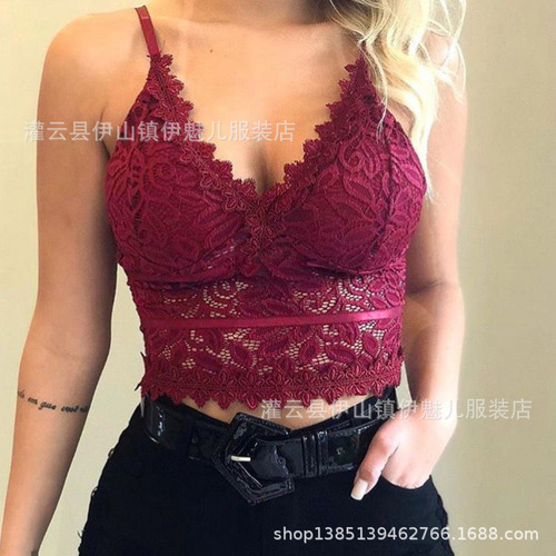 Erotic goddess hazy sexy and charming hollow lace thin strap triangle cup bra without steel ring backless women's underwear