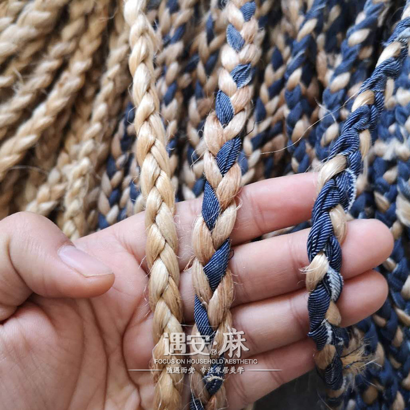 Large supply Multiple Jute Braid Jute Denim Mixed manual Jute carpet Hand Bag Three shares Braid