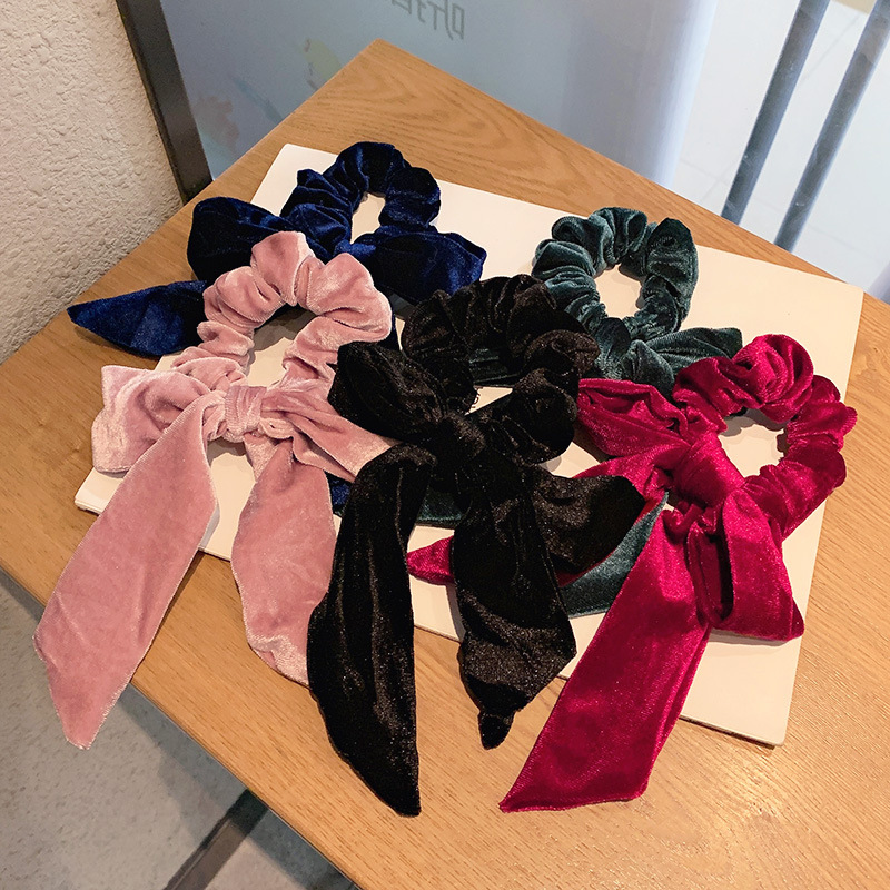 Korean   Streamer Hair Ring Simple  Tie Hair Scrunchies Wholesale display picture 1