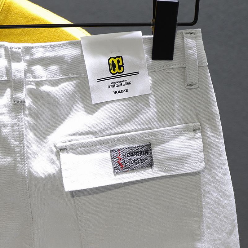2020 Summer Thin White Tooling Denim Shorts Men's Hong Kong Style Men's Sports Pants Loose Five Points Casual Pants